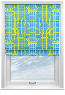 Bamboo Candy, Yellow Blue - Roman Blind